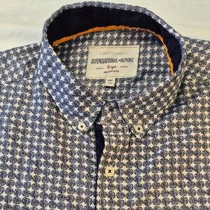 Quality Classics International Report Navy Patterned Men's Short Sleeve Shirt